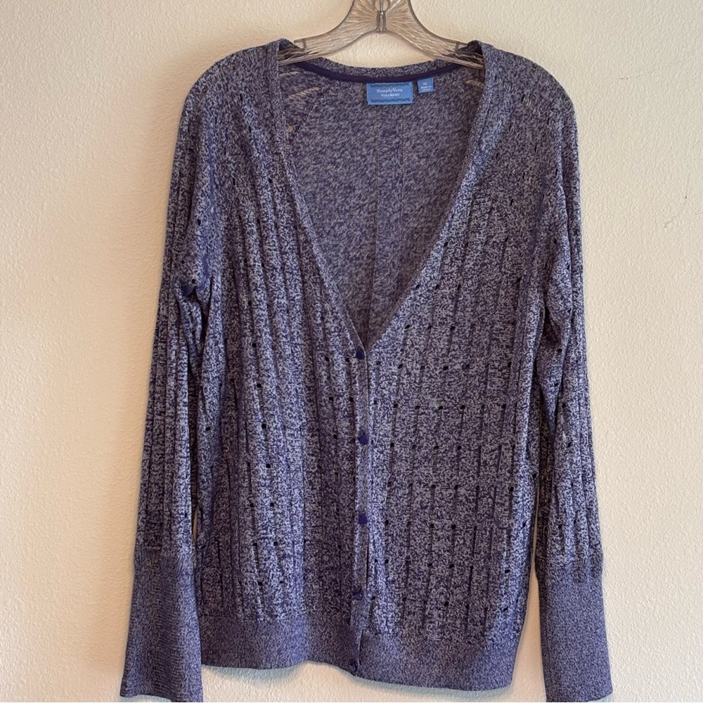Simply Vera Vera Wang Women's Purple Cable-Knit Cardigan Sweater SZ XL